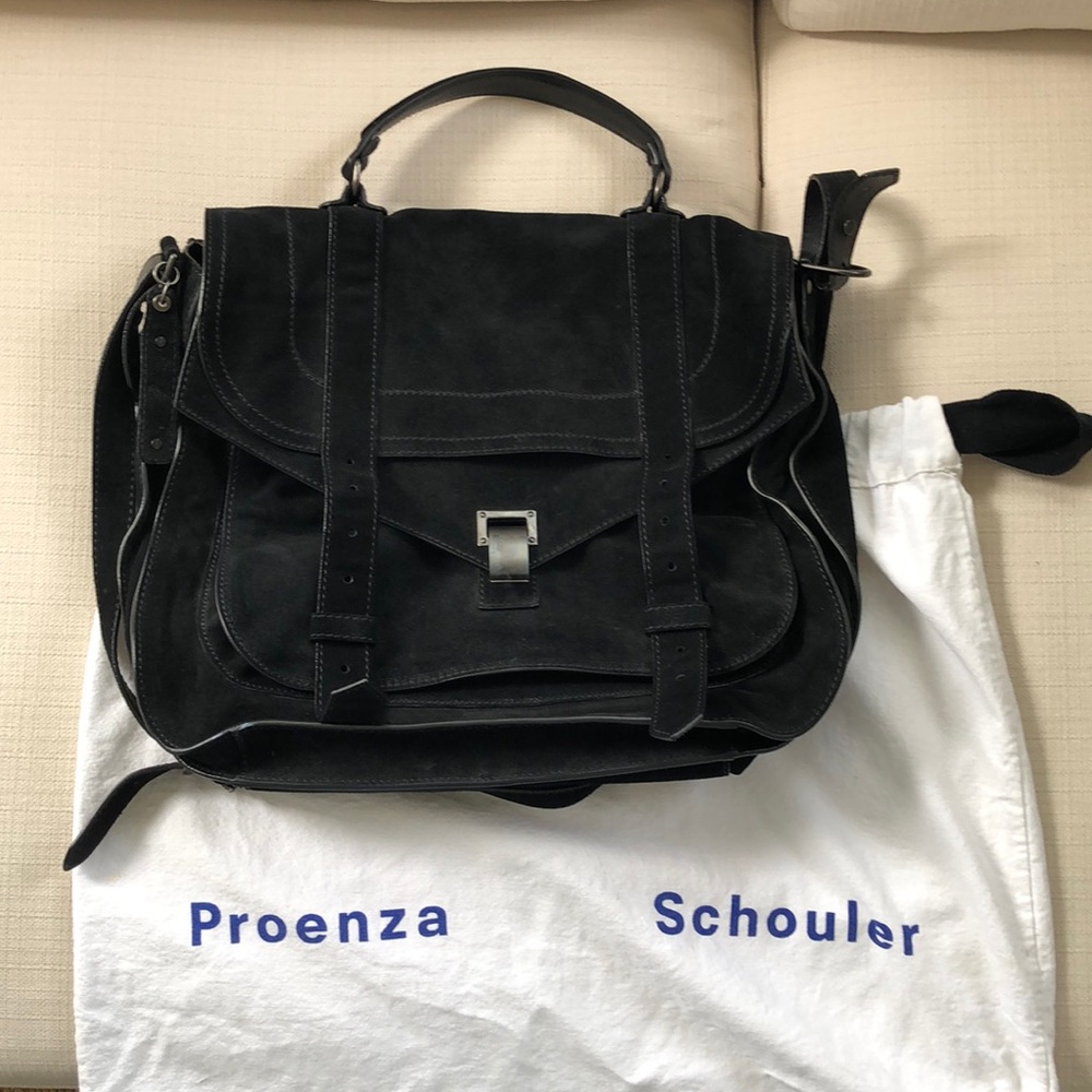 Proenza Schouler PS1 Large Black Sueded Satchel